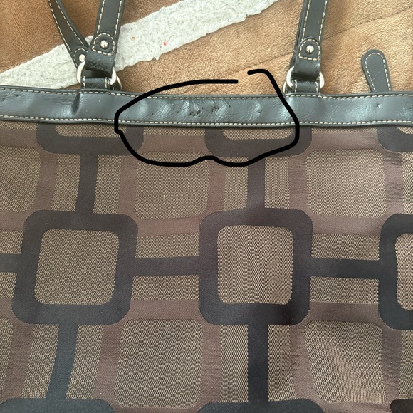 Nine West Brown Patterned Tote with Black Trim - Picture 16 of 16